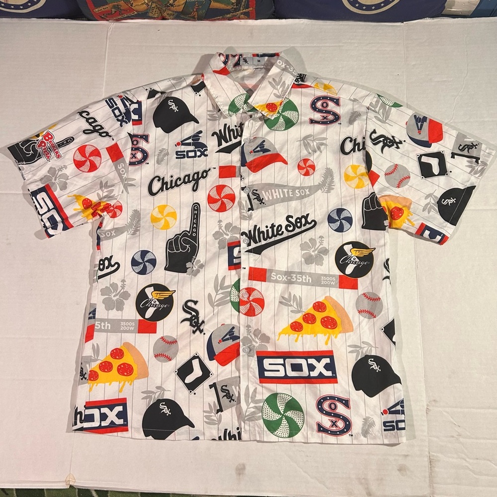 Chicago White Sox SGA Hawaiian Shirt sz M MEDIUM Pinstripe MLB Baseball